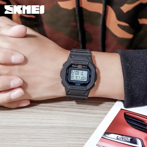 SKMEI Multifunktionell Digital Watch Herr 2 Time Count Down Herrarmbandsur Mode Retro Manklockor reloj hombre 1628 Gray camo with box