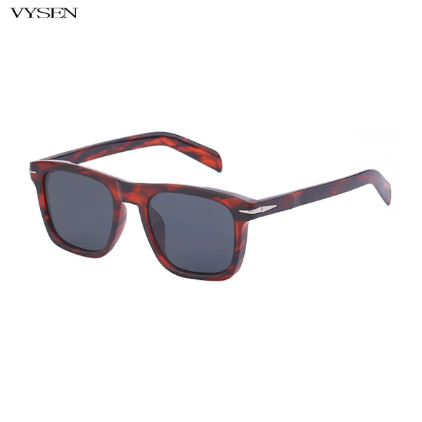 Fyrkantiga Lyxiga Polariserade Solglasögon Män Kvinnor 2022 Retro märkesdesigner Polar Solskydd Glasögon Man Nya Oculos De Sol Masculino C5 Red Leopard Gray With the box