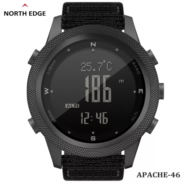 NORTH EDGE APACHE-46 Watch för män Militärsport Vattentät 50M Höjdmätare Barometer Kompass Världstid Armbandsur Klocka APACHE-46-B