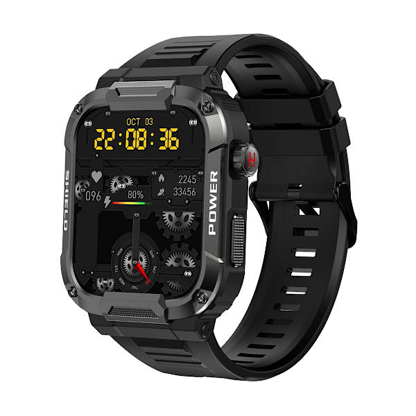 Ny Robust Smart Watch Herr Stort batteri Musik Spela Fitness Tracker Bluetooth Dial Call Sport Smartwatch For Herr Black