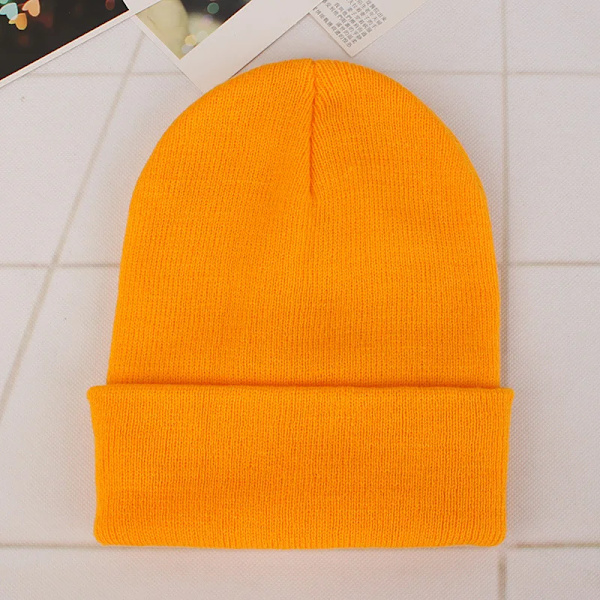 Mössa Vinter för Kvinnor Män Pojkar Flickor Virkad Skullies Hatt Enfärgad Unisex Höststickad Mössa Cap Vilda Tillbehör turmeric Head 45-60cm