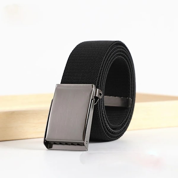 Nytt stretchtyg för män och kvinnor, stickat bälte i andningsbart canvasbälte Modebälten för kvinnor Lyxigt designermärke Black 85cm