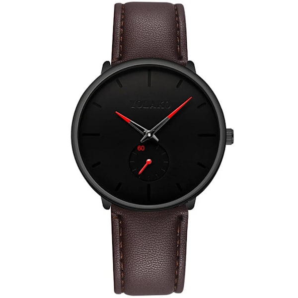 2023 Herrmode Minimalistiska Klockor Herr Business Casual Quartz Watch Simple Man Rostfritt stål Mesh Band Klocka reloj hombre Leather Brown Red