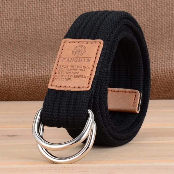 Canvasbälte för män och kvinnor i 20 färger Casual Business Jeans Dubbla Ring Spänne Bälten Utomhusvävd Cinturon Orange 100cm