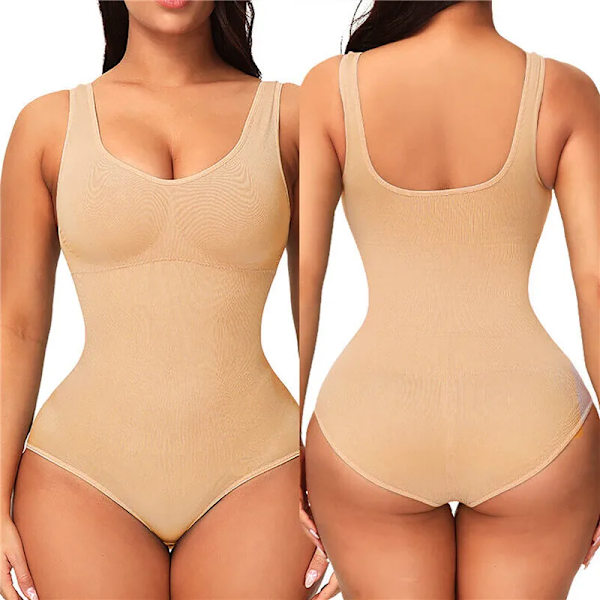 Body Shapewear Kvinnor Ärmlös Waist Trainer Magkontroll Korsett i ett stycke Reduktivt slimmande underkläder Beige L