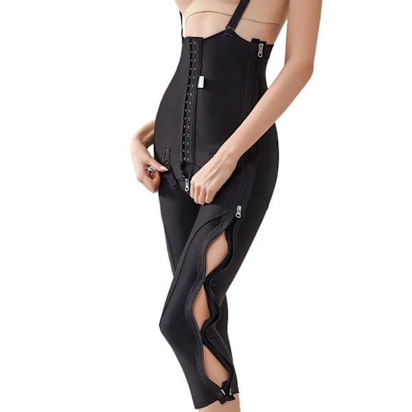 3/4 Längd Dam Spandex Byxor Kontroll Hög midja Medical Joggings Body Shaper Shapewear Underkläder Sträckbara lår Smalare Black L