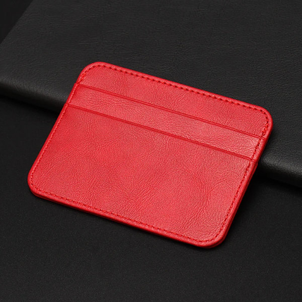 Ny tunn miniplånbok i PU-läder Smal bankkreditkortshållare 5 kortplatser för män Business Small ID- case för man handväska Korthållare Red