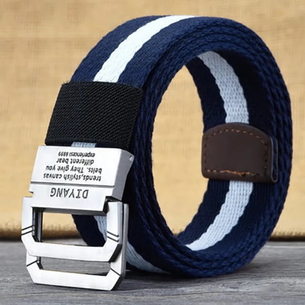 Vår och höst Ungdom Dubbelring Spänne Färgmatchning Justerbar längd Jeans Canvas Dam- och Herrbälte Type 4 130cm