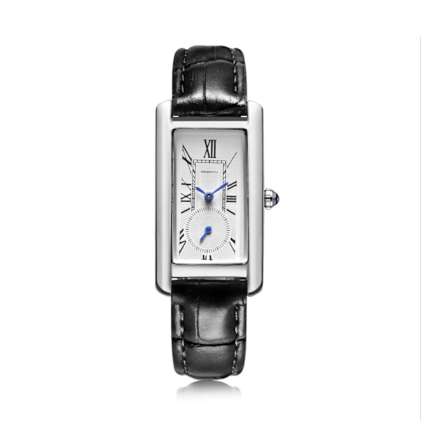 REBIRTH Brand Watch Dam Elegant Retro Klockor Mode Dam Quartz Klockor Klocka Dam Casual Läder Damarmbandsur Sliver Black