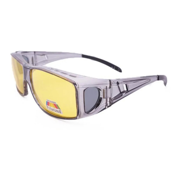 Ny polariserad lins för män Körning Fiske Solglasögon Cover För Myopia Glasögon Flip Polaroid Solglasögon Oculos De Sol Masculino gray frame yellow