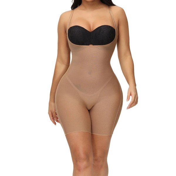 Waist trainer Dam Se Through Shapewear Bantning Catsuit Body Shaper Seamless Sexiga underkläder fajas Underbyst Shaper Brown M