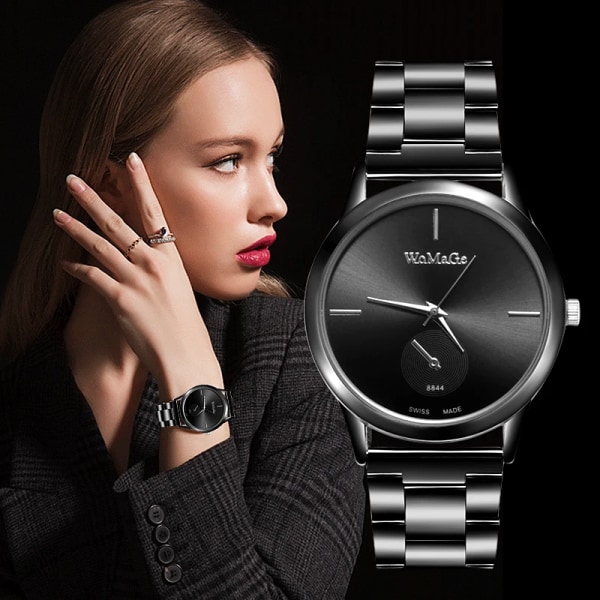 Womage Damklockor Relogio Feminino Luxury Quartz Armbandsur Full Rostfritt Stål Dam Klockor Mujer Dam Bayan Kol Saati rose gold