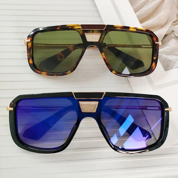 2022 New Retro Double Bridges Herr Solglasögon Mode Svarta Klara Glasögon Trending Hollow Leopard Blå Solglasögon Män Kvinnor Shad C05 Leopard Green Sunglasses