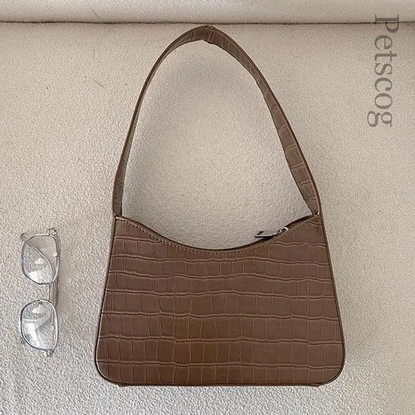 Väskor För Kvinnor Mode Pu Läder Dragkedja Underarm Väska Dam Enkel Design Casual Travel Handväska Bolsas Stone Coffee