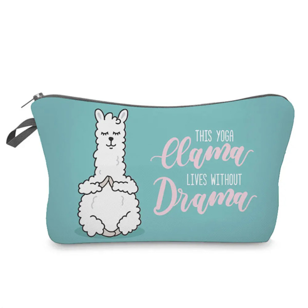 Sminkväska Värmeöverföring Härlig kosmetisk väska med print Liten toalettväska för damer och flickor Presenter Högkvalitativt case 307-5 Alpaca Bag