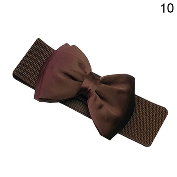 Nya kvinnor rosett Cummerbunds Elastisk rosett Bred Stretch Bukle Midjeband Bälte 12 färger Mode Flicka Klänning Accessoarer Midjebälten Coffee One Size