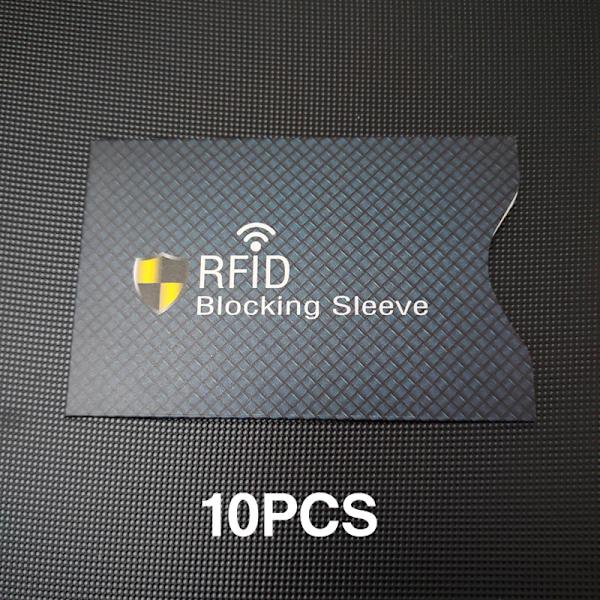 10st förtjockat bestruket papper Kreditkortshållare RFID-blockeringshylsa Stöldskyddsskydd Cover Aluminiumfolie ID case Dark cyan- 10pc