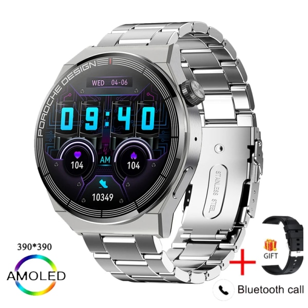 Ny watch GT3 Pro Smart Watch Herr NFC Vattentät Sport Fitness Tracker Bluetooth Call Smartwatch Man för HUAWEI Android IOS silver steel belt