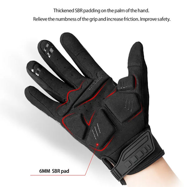 ROCKBROS Cykelhandskar Thermal Höst Vinterhandskar Vindtäta SBR Touch Screen Cykelhandskar Fullfinger Stötsäkra Sporthandskar S109-1BR M