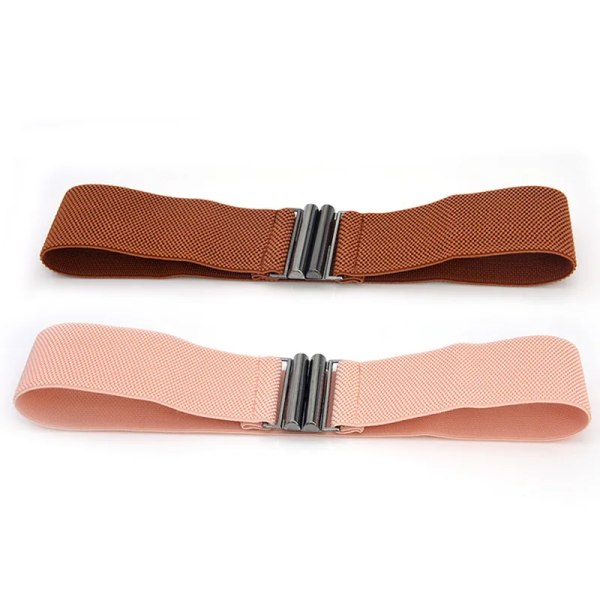 Brett resårbälte Enfärgad korsettbälte Metallspänne Dammode Cummerband Stretch Cinch midjeband Dam midjebälte style 2-camel One Size