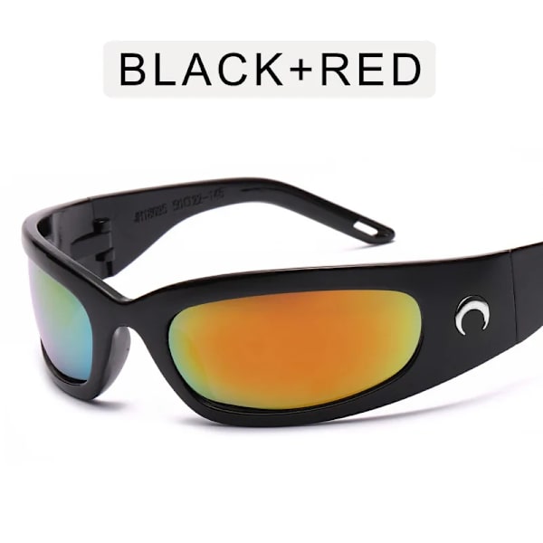 Retro Mode Lyx Moon Solglasögon Kvinnor Män Märkesdesign Man Kvinna Strand Oculos De Sol Feminino Vintage Solglasögon UV400 Black Red mirror only 1pcs sunglasses