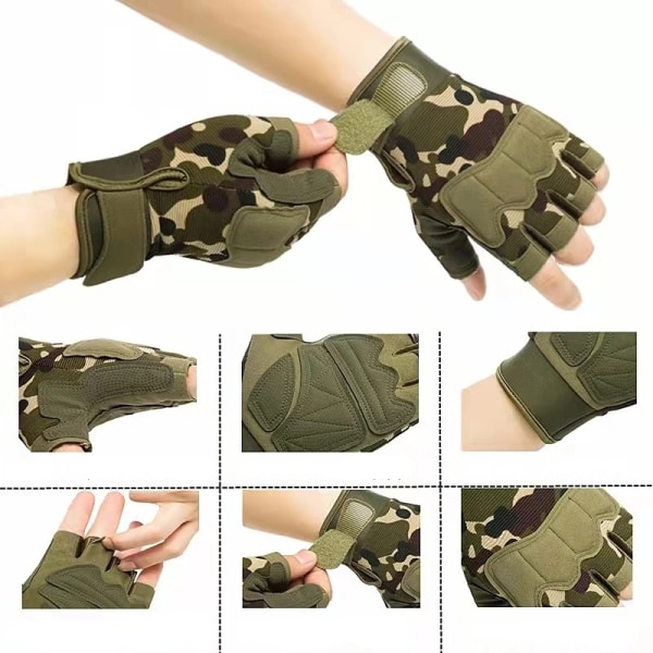 Militär Armé Skytte Fingerlösa handskar Halvfinger Herr Taktiska handskar Halkskydd Utomhussport Cykelridning Fitness Black XL