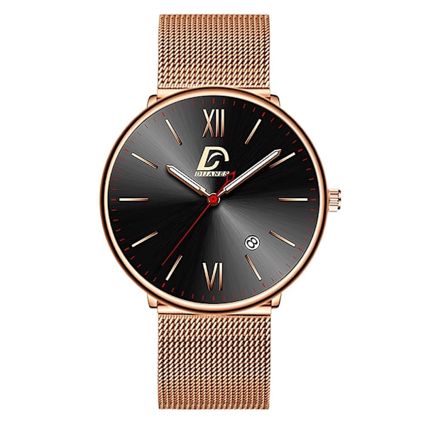 2023 Lyx Herrklockor Guld Armband Rostfritt Stål Mesh Bälte Kvarts Watch Herr Kalender Lysande klocka AS Show 2