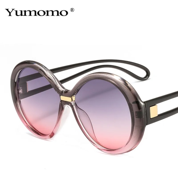 Mode överdimensionerade runda solglasögon dam vintage färgglada ovala glasögon populära solglasögon för män UV400 Type 8 Other