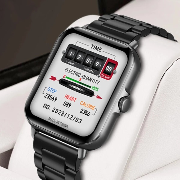 Bluetooth Svara samtal Smart Watch Herr Puls Fitness Tracker Klockor IP67 Vattentät Dam Smartwatch för Android IOS add Golden steel