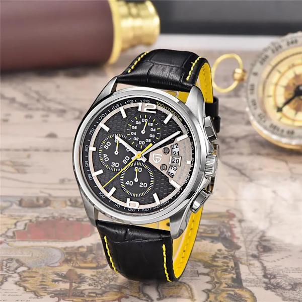 relogio masculino PAGANI DESIGN Män Quartz Klockor Lyxmärken Mode Tidsinställd rörelse Militär Klockor Läder Quartz Klockor black red B