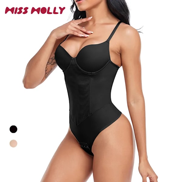 Sexiga inbyggda bh-trosor Bodysuit Shapewear kvinnor Mesh Body Shaper med 4 stålben Smal magkontroll Underkläder Mesh korsett Black M
