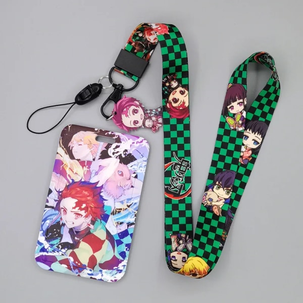 1 Set Demon Slayer Anime Kortfodral Kort Nyckel Lanyard Cosplay Badge ID-kort Hållare Halsband Nyckelringar Kamado Nezuko GMP-T