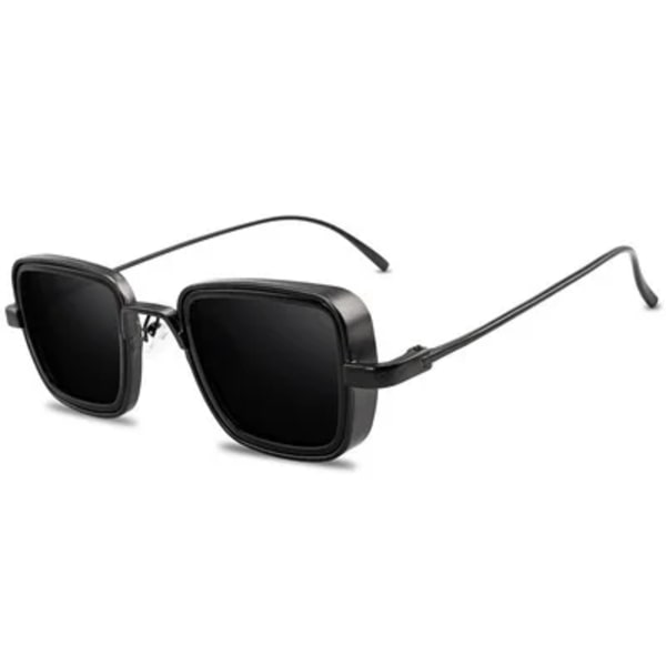 Steampunk-stil fyrkantiga solglasögon klassiska gotiska män kvinnor märkesdesigner fyrkantig legering båge Färgglada lins solglasögon Black MULTI