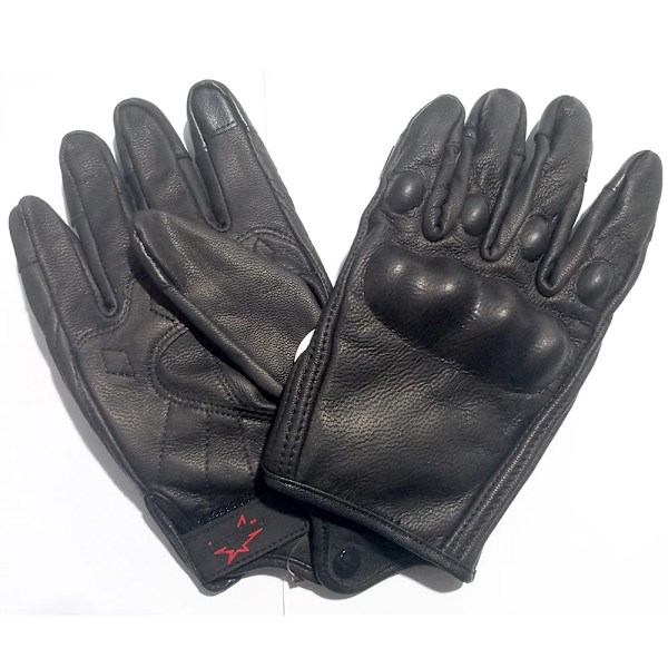 Motorcykelhandskar Herr Touch Äkta Läder Svart/Brun/Gul Cykel Racing Hel Finger Motorcykel Åkhandske Motocross Black Solid L