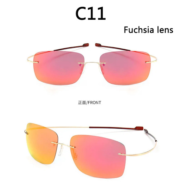 2021 NYHET Coola 100 % rent titan båglösa solglasögon Polariserade linser Grå Supertunna linser Solskyddad UV-skydd UV400 Oculos C11 Fuchsia Lenses Other