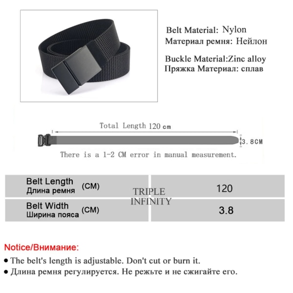 2022 Mode Metall Smidigt Spänne Herrbälte Affärsstil Nylon Designerbälte Casual Man Slitstarka Kostymbyxor Midjeband 120 cm Blue Belt Set 120cm Adjustable