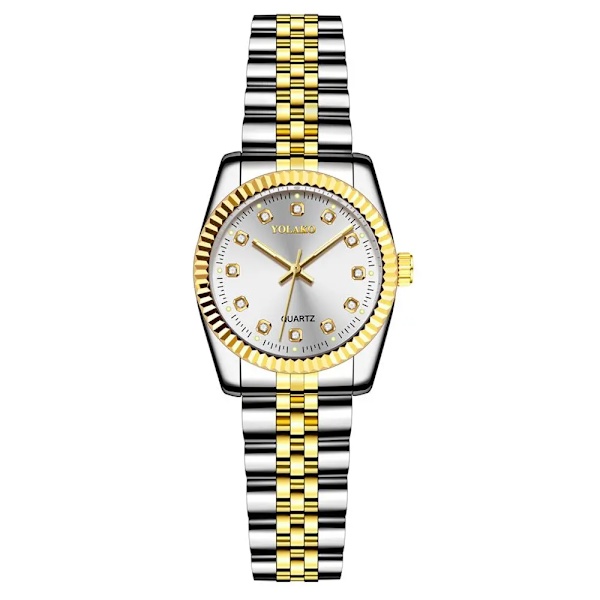 Damklockor Top Brand Luxury 2022 Fashion Diamond Dam Armbandsur Rostfritt stål Guld Mesh Armband Watch Silver Gold white