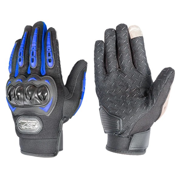 Motorcykelhandskar med pekskärm, ventilerande racinghandskar med full finger, skyddshandskar för utomhussporter, Guantes Moto SC23Touch-Blue XL