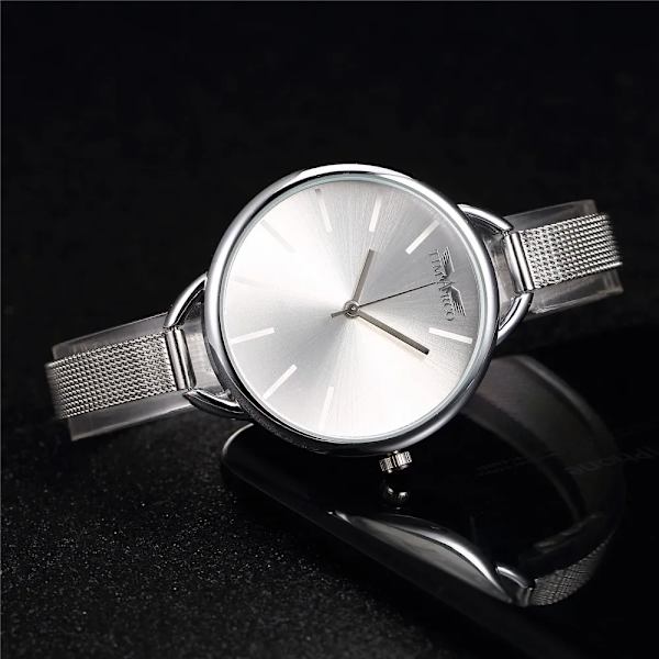 Lyxiga guldklockor Dam Watch i rostfritt stål Damklocka Hodinky Ceasuri Montre Femme Saat Relogio Feminino Silver 2