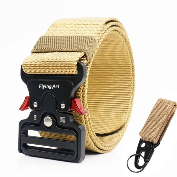 Taktiskt nylon för män Army Militärbälte Byxor Metallspänne Canvas Midjeband Man Polis Utomhusträning Midjebälte brett belt with 1 hook(.2362) 125cm(.2362)