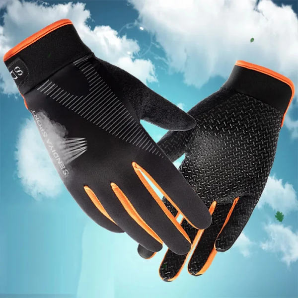 Quick Dry Cykelhandskar Full Finger Touchscreen Herr Dam Handskar Andas Höstvantar Lättvikts Ridhandskar Cykling Orange M