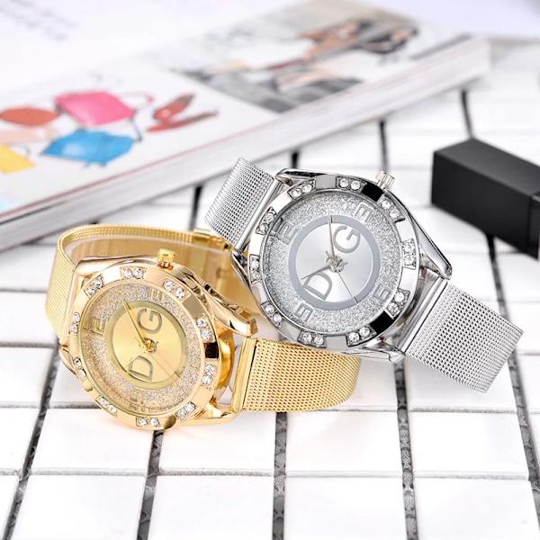 Lyxberömda DQG- watch för män Mode Guldlegering Diamant Digitala bokstäver Quartz Armbandsur Relogio Masculino Relogio WCW2478-1