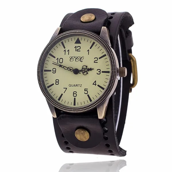 CCQ Vintage Cow Watch Armband Watch High Quality Antik Dam Armbandsur Lyx Quartz Watch Relogio Feminino Black