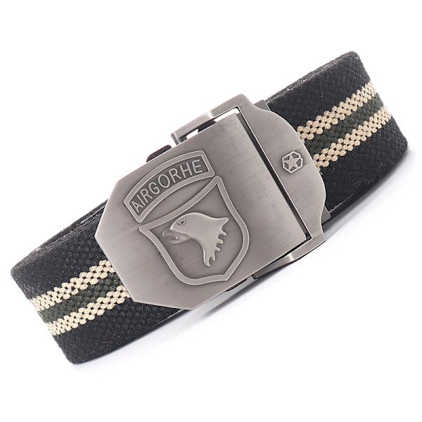 Canvas militärt taktiskt bälte män Hög kvalitet brett metall slät spänne bälte Byxor Tillbehör Ny unisex utomhusträningsbälte Black striped belt 110cm
