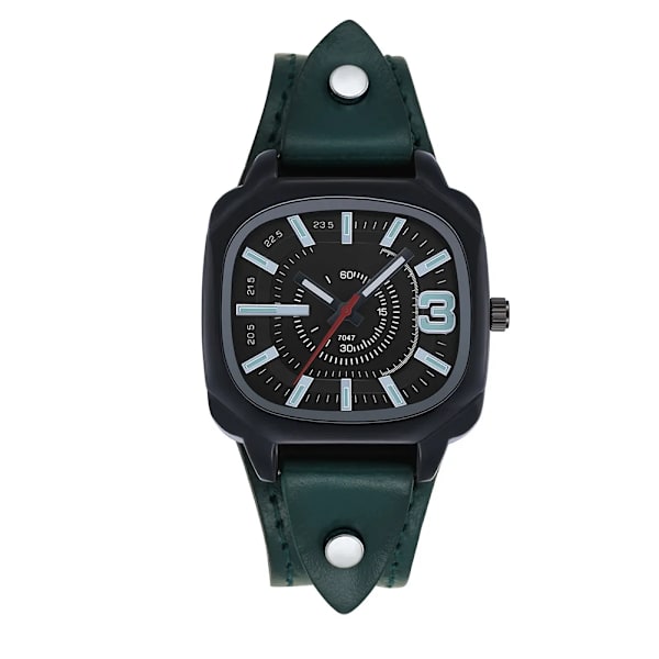 Ny Casual Fashion Dial Läderbälte Herrklocka Square Watch Watch Type 3