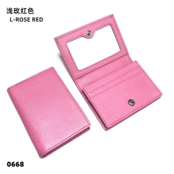 Visitkortshållare Dam Bifold Läder Kreditkortsfodral Case Anpassad Män Ko Äkta Läder Rose red
