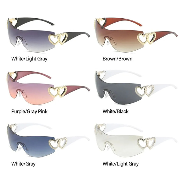 Lyxiga Punk Sport Solglasögon Dam Märkesdesigner Y2K One Piece Solglasögon Män Goggle Shades UV400 Love Heart Mode Glasögon A-C3