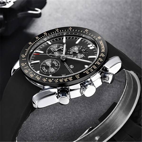 PAGANI DESIGN Mode herrkvartsklockor 30M Top Märke Lyx Sport Vattentät Watch för män Reloj Hombre PG5140 SilverBlackR