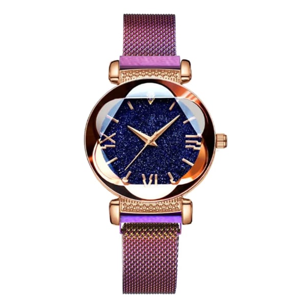Lyxmärke Mode Klassisk Starry Sky Dial Kvinnors Quartz Watch Dam Party Plum Blossom Shape Watch Type 2