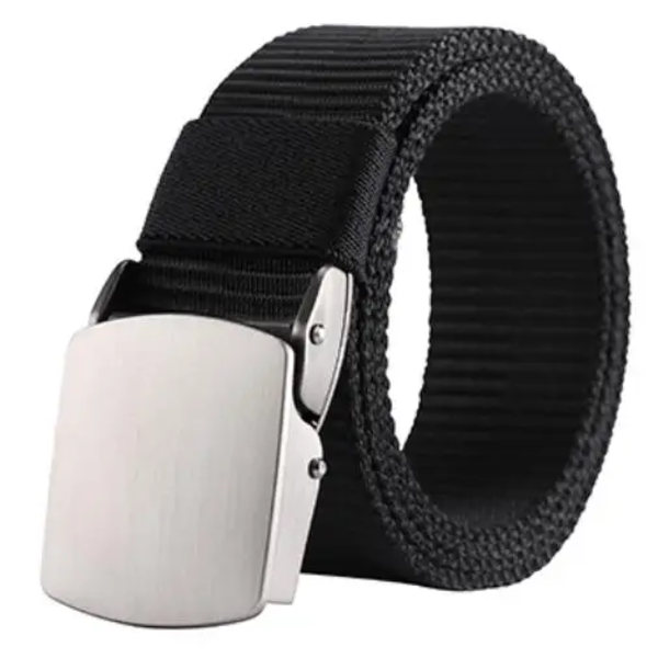 2022 Ny Canvas Herrbälte Mode Svart Nylon Utomhus Metall Automatiskt Spänne Casual All-match Lyxbälte Hane black 115CM